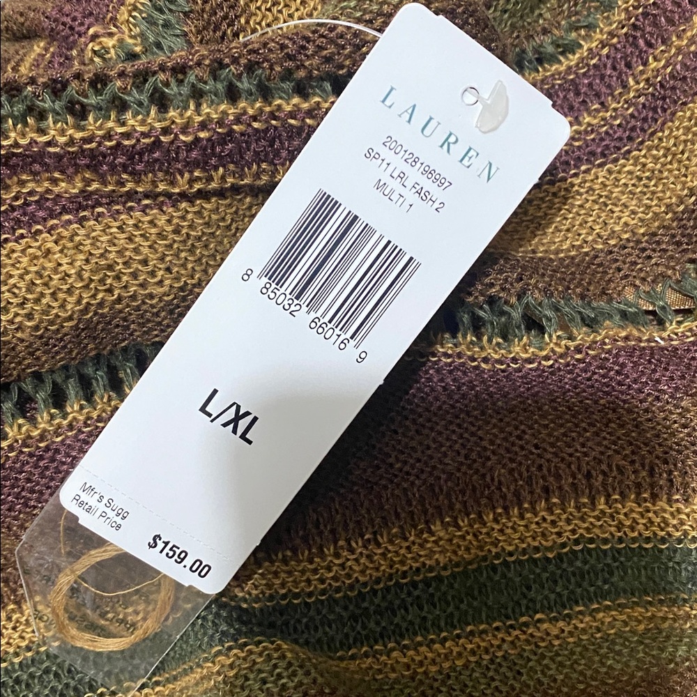 Ralph Lauren Earthy Tones Striped Cardigan NWT Size L/XL - Picture 8 of 9